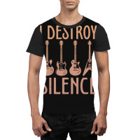 I Destroy Silence – Funny Guitar Graphic T-shirt | Artistshot