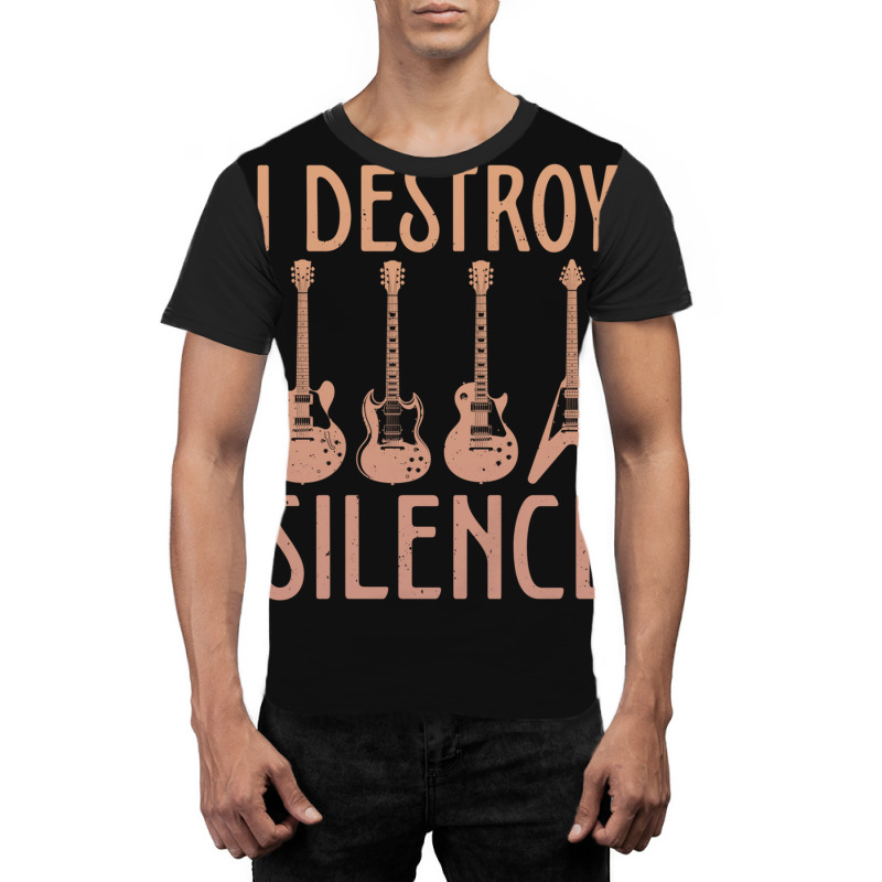 I Destroy Silence – Funny Guitar Graphic T-shirt by MiltonLane | Artistshot