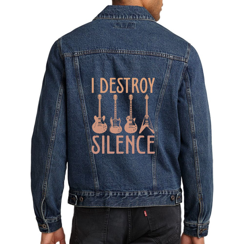 I Destroy Silence – Funny Guitar Men Denim Jacket by MiltonLane | Artistshot