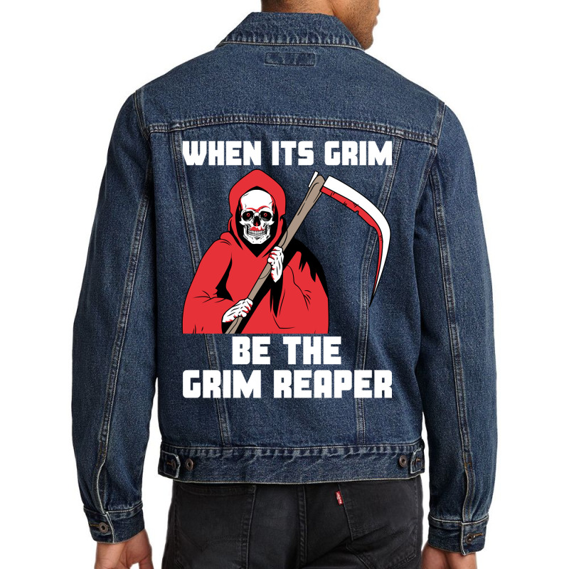 Hot Trend When Its Grim Be The Grim Reaper Kc Lovers Men Denim Jacket | Artistshot