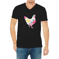 Pattern Chicken Pink V-neck Tee | Artistshot