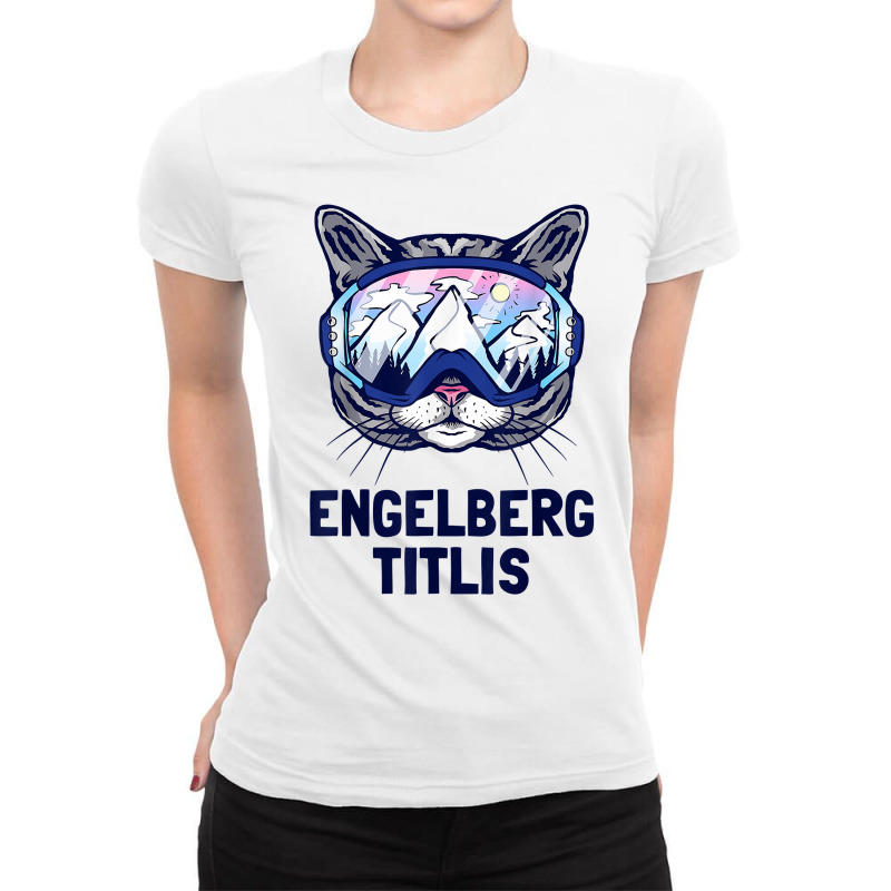 Engelberg Titlis Alpine Mountain Panorama Ski Goggles Cats T Shirt Ladies Fitted T-Shirt by angellacz6cstu | Artistshot