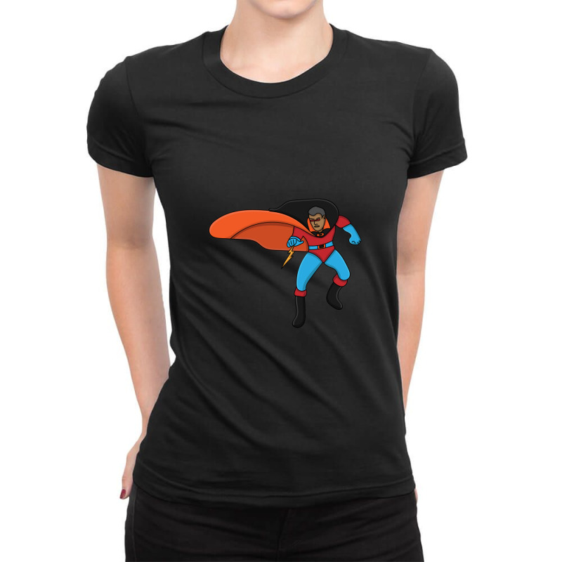 Superhero With A Thunder In His Hand Ladies Fitted T-Shirt by SalvadorLVerdin | Artistshot