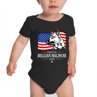 Proud Belgian Malinois Dad America Flag Patriotic Dog Baby Bodysuit | Artistshot