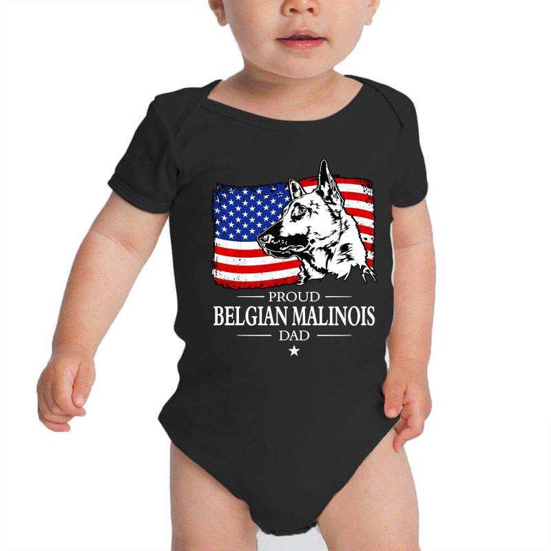 Proud Belgian Malinois Dad America Flag Patriotic Dog Baby Bodysuit by Dorothy Tees | Artistshot