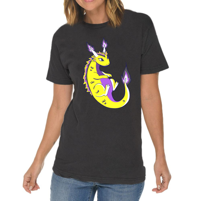 Nonbinary Dragon Lgbtq Nonbinary Pride Genderqueer Lgbt Vintage T-Shirt by XAVIERESPREE | Artistshot