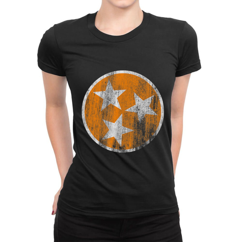 Orange Tennessee Flag Volunteer State Tri Stars Tennessee Ladies Fitted T-Shirt by ChristinaMarieCavanaugh | Artistshot