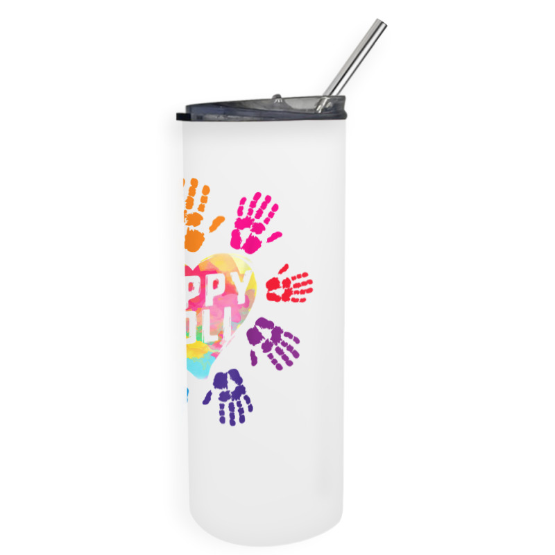 Happy Holi Colorful Hands Print Colors India Dance Hindu Fes T Shirt Skinny Tumbler | Artistshot