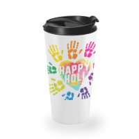 Happy Holi Colorful Hands Print Colors India Dance Hindu Fes T Shirt Travel Mug | Artistshot