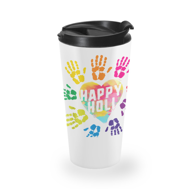 Happy Holi Colorful Hands Print Colors India Dance Hindu Fes T Shirt Travel Mug | Artistshot