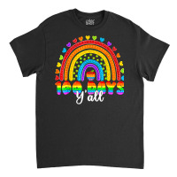 Rainbow 100 Days Y'all Poppin 100th Day Of School Pop It T Shirt Classic T-shirt | Artistshot