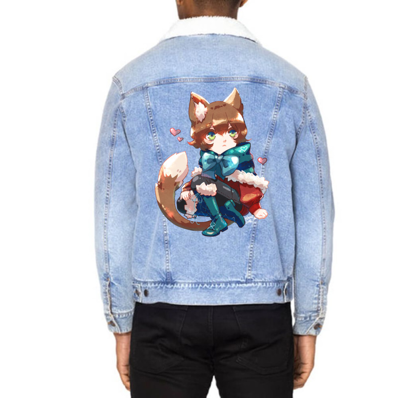 Catboy Chibi Unisex Sherpa-lined Denim Jacket | Artistshot