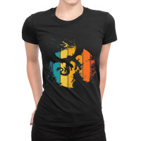 Vintage Cool Dragon Silhouette On The Retro Sunset Dragons Ladies Fitted T-shirt | Artistshot