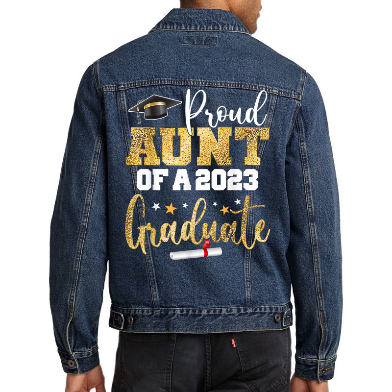 Proud Aunt Of A 2023 Graduate Class Senior Graduation Aunty T Shirt Men Denim Jacket | Artistshot