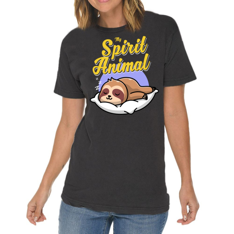 Funny And Cute Sleeping Sloth Spirit Animal Vintage T-shirt | Artistshot