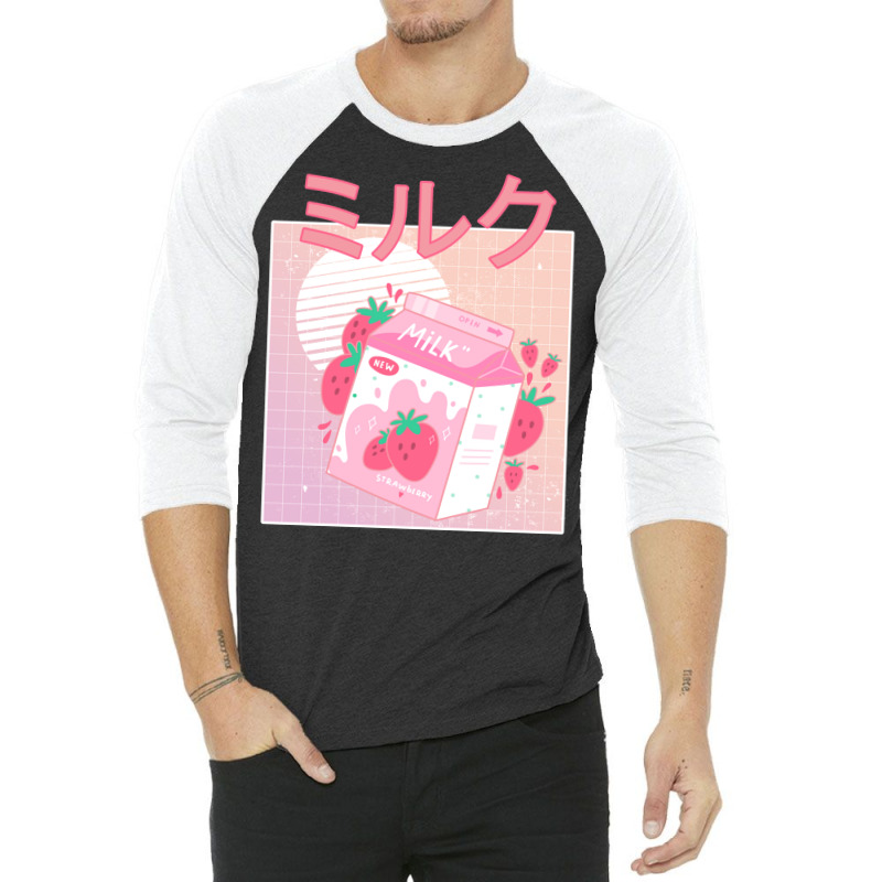 Japanese Aesthetics Kawaii Strawberry Milk Shake 3/4 Sleeve Shirt | Artistshot