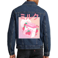 Japanese Aesthetics Kawaii Strawberry Milk Shake Men Denim Jacket | Artistshot