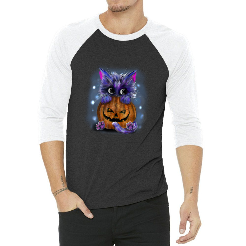 Cat And Pumpkin 3/4 Sleeve Shirt | Artistshot