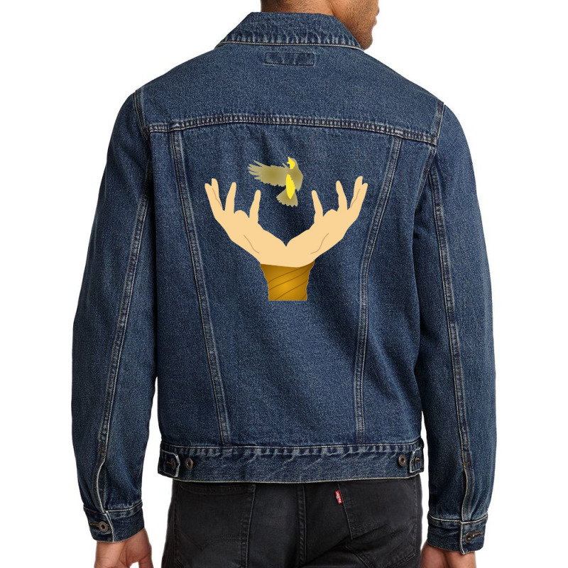 Imagine Hand Bird 1 Men Denim Jacket by RoselleLaroque | Artistshot