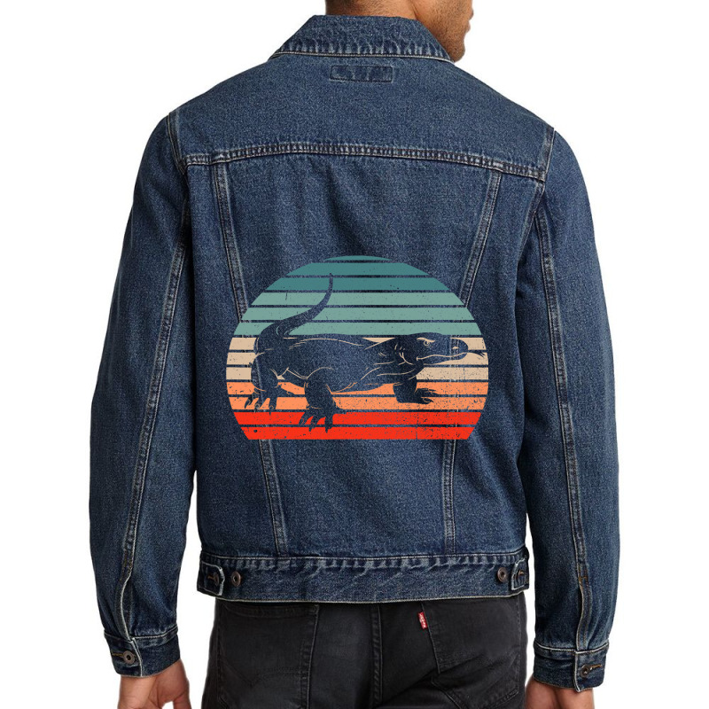 Vintage Komodo Dragon Reptile Retro Sunset Funny Zookeeper Men Denim Jacket by MELISSABISHOP | Artistshot