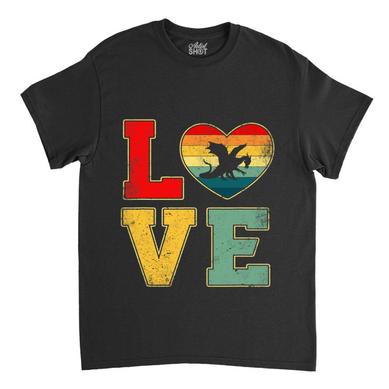 Vintage Love Dragon Retro 70s 80s Heart Farm Animals Classic T-shirt by MELISSABISHOP | Artistshot