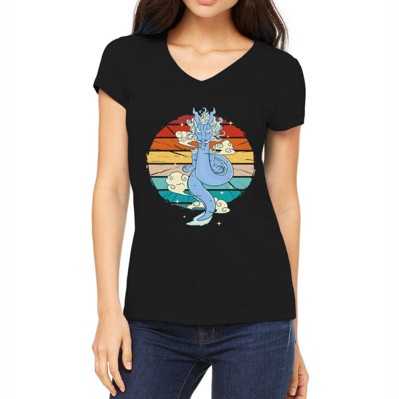 Vintage Magical Chinese Dragon Mythological Asian Dragon Women's V-Neck T-Shirt by MELISSABISHOP | Artistshot