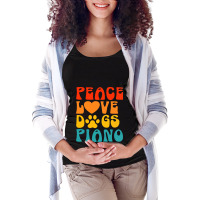 Peace Love Dogs Piano Musician Musical Instrument Pianist Maternity Scoop Neck T-shirt | Artistshot