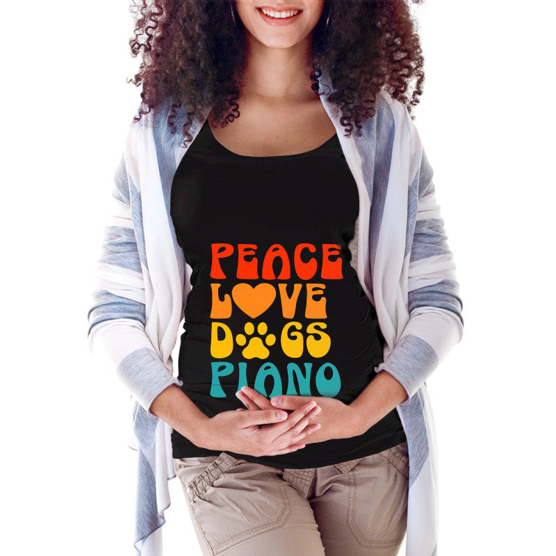 Peace Love Dogs Piano Musician Musical Instrument Pianist Maternity Scoop Neck T-shirt by XAVIERESPREE | Artistshot