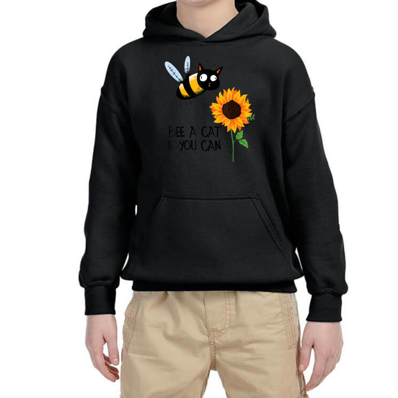 Bee A Cat If You Can Bee Cat And Sunflower Youth Hoodie | Artistshot