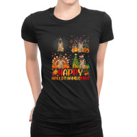 Halloween Thanksgiving Christmas Malinois Dog Hallothanksmas Ladies Fitted T-shirt | Artistshot