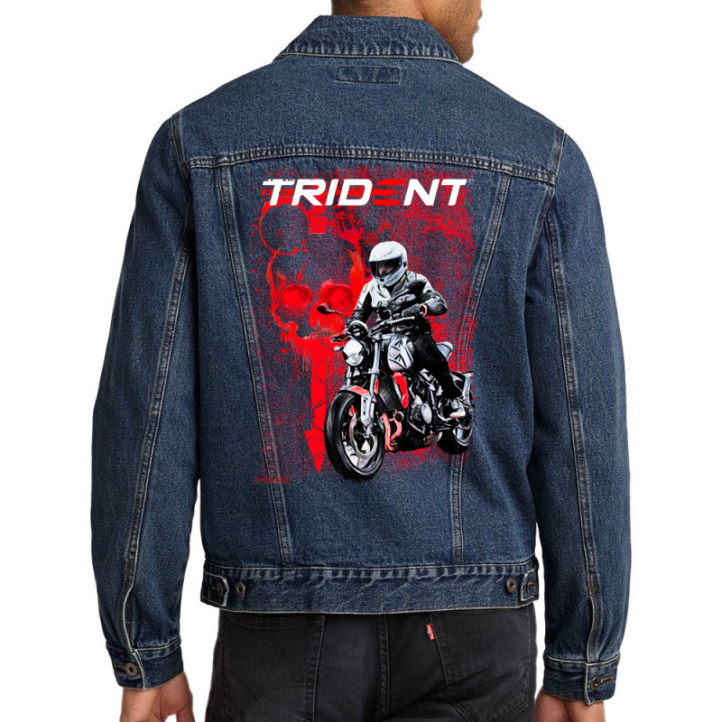 Trident Skull Red 660 Men Denim Jacket | Artistshot