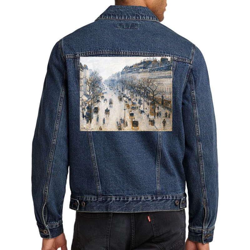 Horse And Buggy Paris Boulevard Impressionism Camille T Shirt Men Denim Jacket | Artistshot