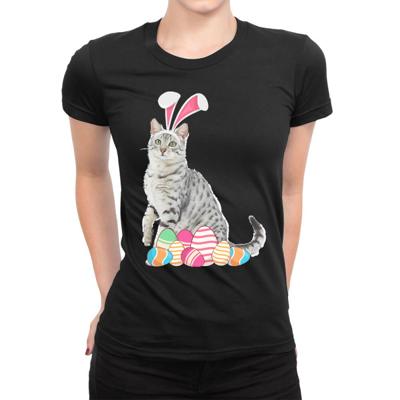 Easter Day T  Shirt Easter Cat American Shorthair With Bunny Ears & Eg Ladies Fitted T-Shirt by dana9597 | Artistshot