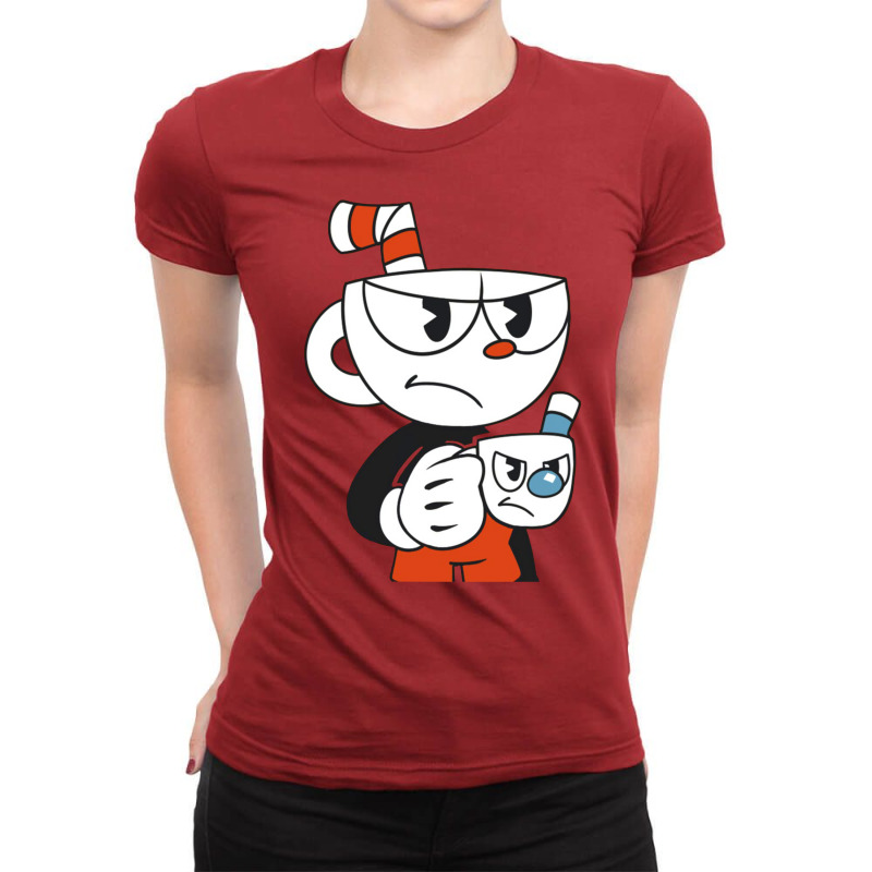 Cuphead And Mugman Angry Ladies Fitted T-Shirt by llenoskadjuv | Artistshot