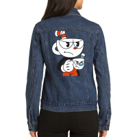 Cuphead And Mugman Angry Ladies Denim Jacket | Artistshot