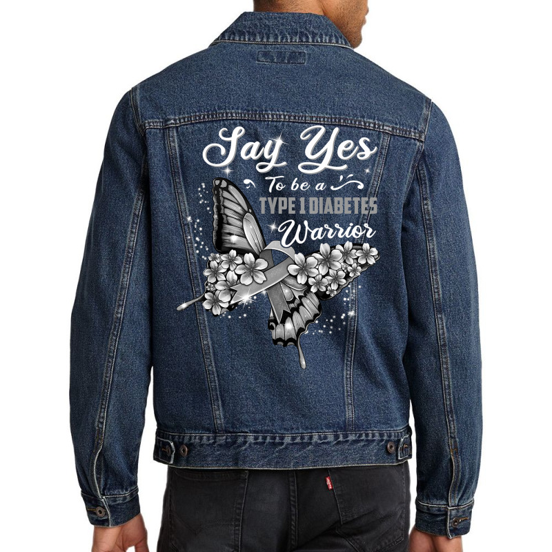 Type 1 Diabetes Warrior Grey Butterfly Womens T Shirt Men Denim Jacket | Artistshot