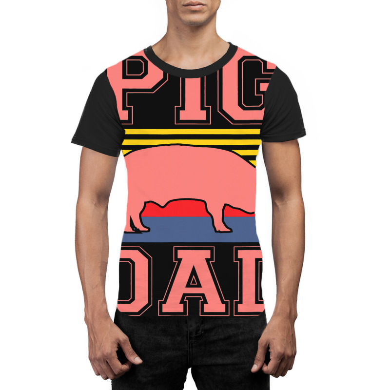 Pig Dad Cute Farmer Hog Lover Farm For Boys Men Retro Graphic T-shirt | Artistshot