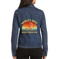 Vintage Worlds Best Bearded Dragon Mom Ladies Denim Jacket | Artistshot