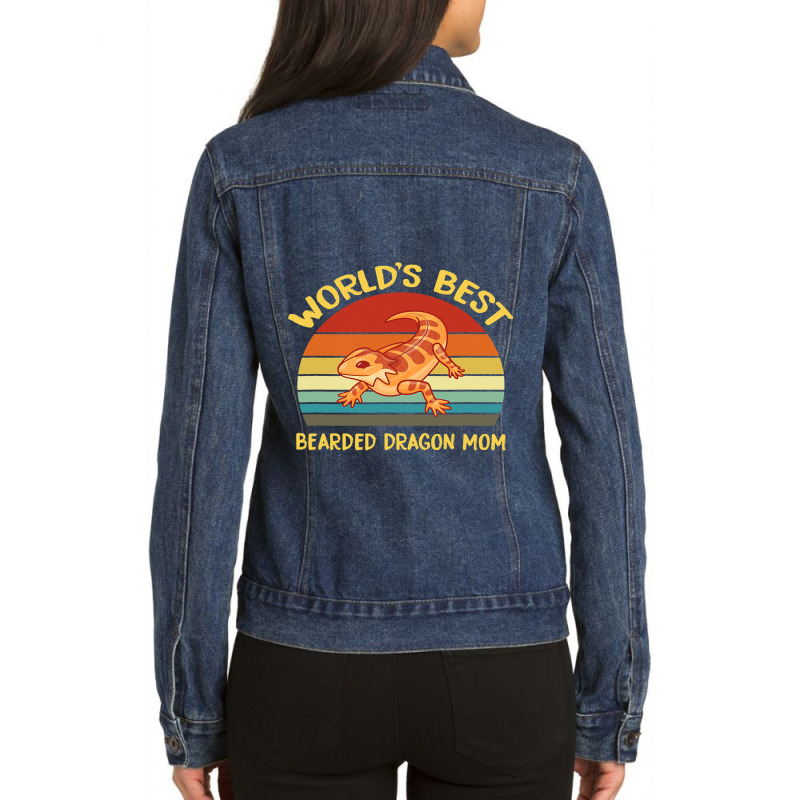 Vintage Worlds Best Bearded Dragon Mom Ladies Denim Jacket by MELISSABISHOP | Artistshot