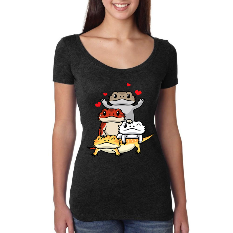 Pogona Bearded Dragon In Kawaii Style Reptiles Lizard Women's Triblend Scoop T-shirt by XAVIERESPREE | Artistshot