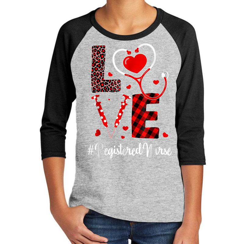 Love Registered Nurse Valentines Day Flannel Gift Nurse T Shirt Youth 3/4 Sleeve | Artistshot