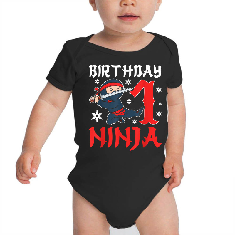 Little Ninja Kid One Years Old Boy 1st Natal Birthday Party T Shirt Baby Bodysuit by latodorjnb | Artistshot