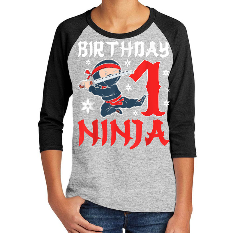 Little Ninja Kid One Years Old Boy 1st Natal Birthday Party T Shirt Youth 3/4 Sleeve by latodorjnb | Artistshot