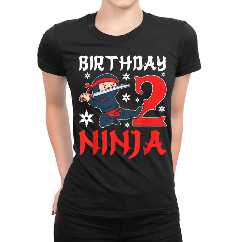 Little Ninja Kid Two Years Old Boy 2nd Natal Birthday Party T Shirt Ladies Fitted T-Shirt by latodorjnb | Artistshot