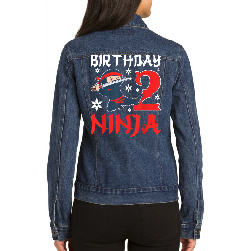 Little Ninja Kid Two Years Old Boy 2nd Natal Birthday Party T Shirt Ladies Denim Jacket by latodorjnb | Artistshot