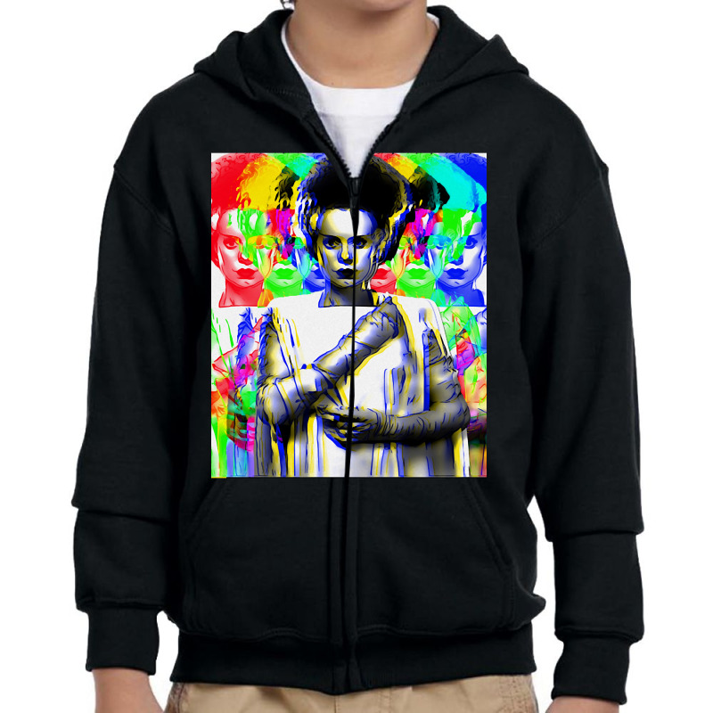 Trending Kaleidoscopic Bride Of Frankenstein Youth Zipper Hoodie | Artistshot