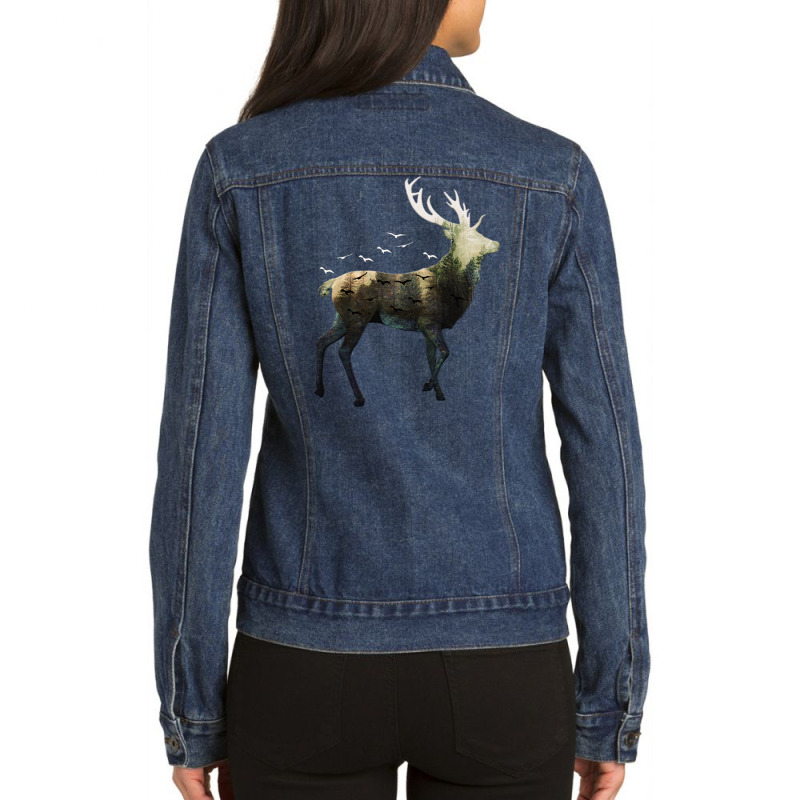 Forest Deer Ladies Denim Jacket by Gurkan | Artistshot