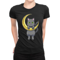 Cat Night Moon Ladies Fitted T-shirt | Artistshot