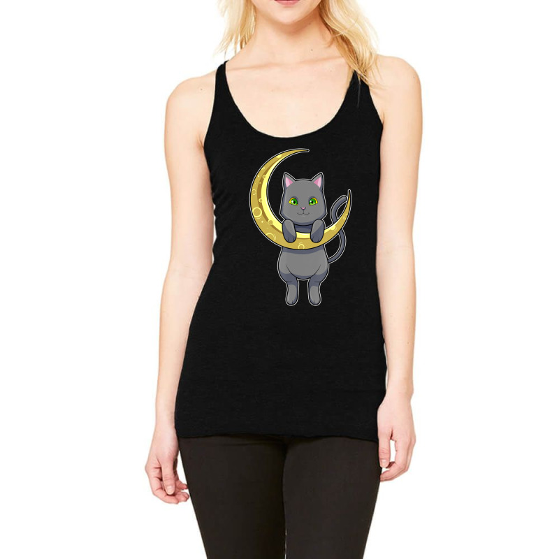 Cat Night Moon Racerback Tank by namnguyen | Artistshot