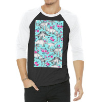 Dinosaurs And Roses 3/4 Sleeve Shirt | Artistshot